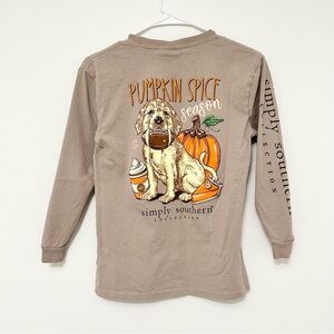 Simply Southern Pumpkin Spice Season Long Sleeve T-Shirt Dog Football Fall YMed